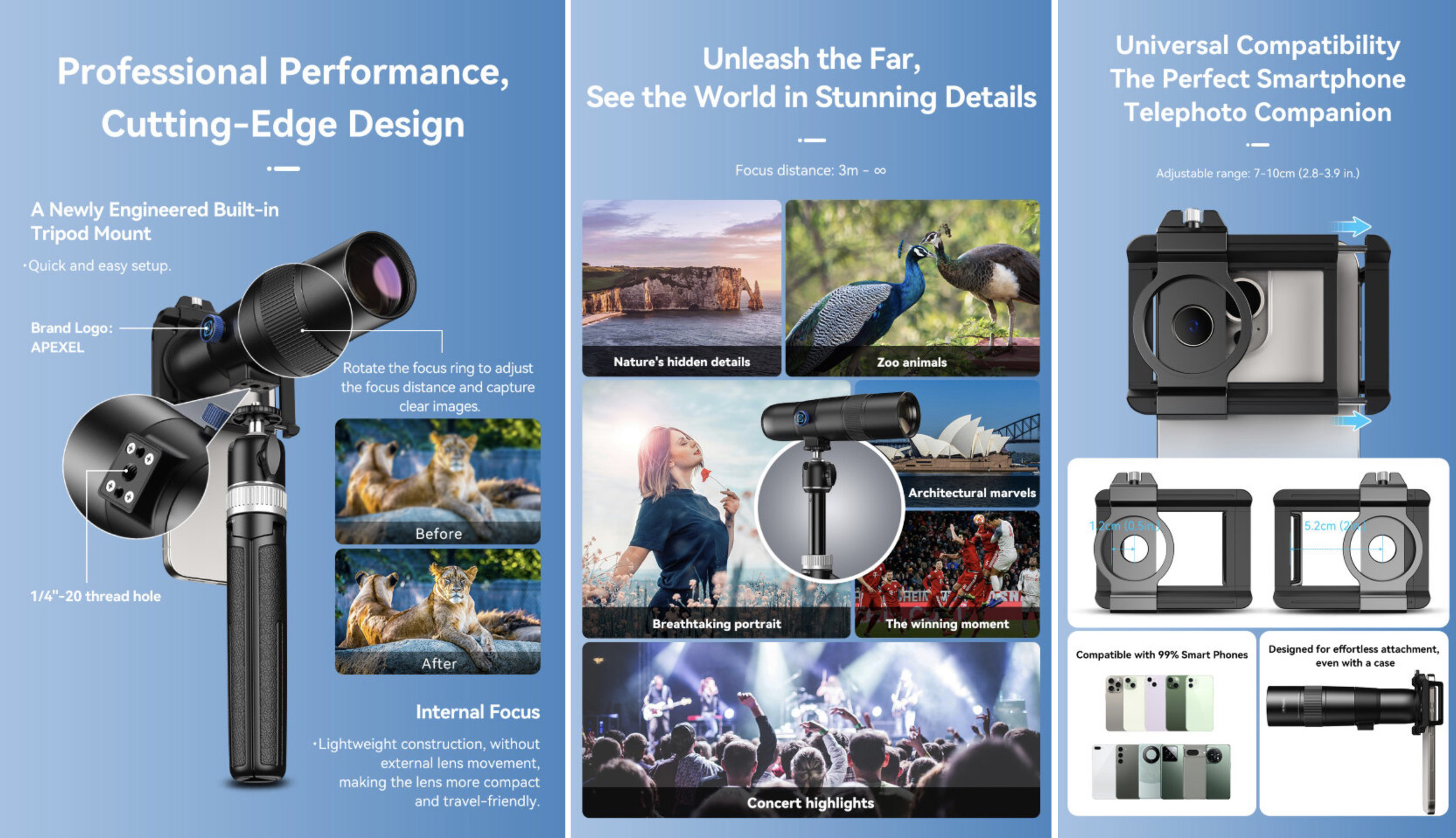 Объектив Apexel TeleCular 3 Series 30X Telephoto для смартфона