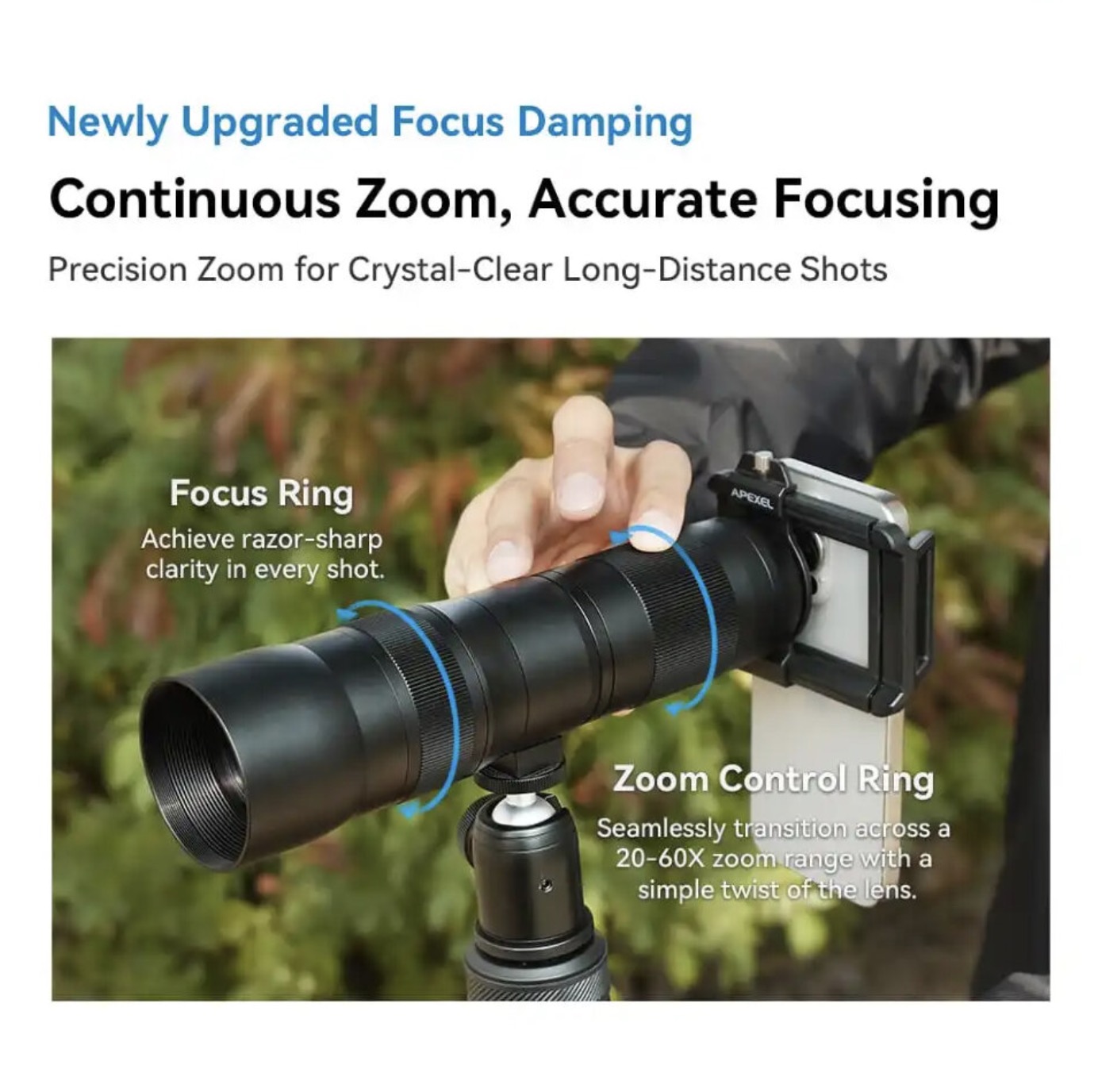 Объектив Apexel TeleCular 3 20–60X Telephoto для смартфона