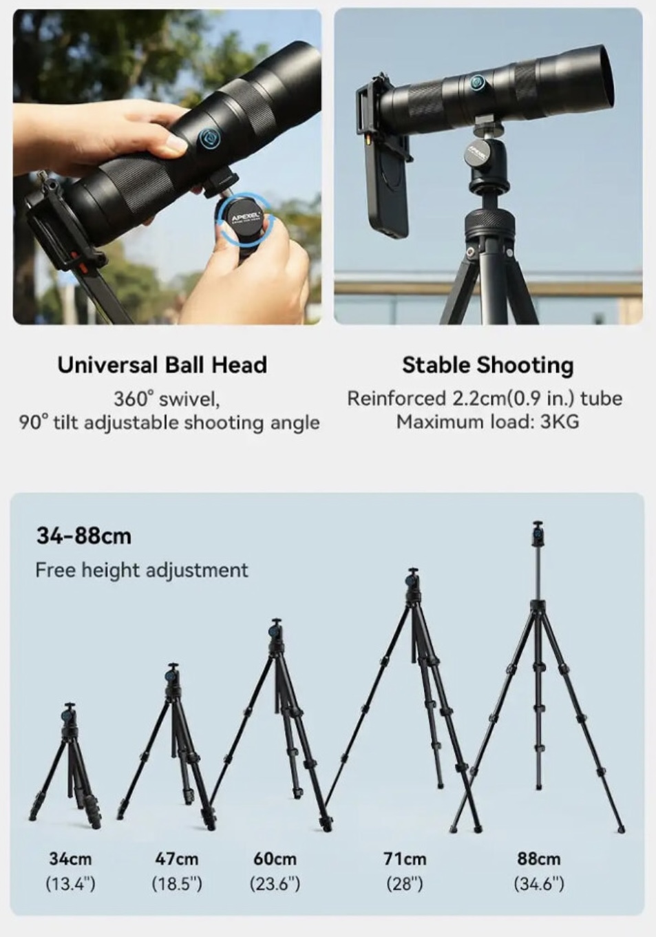 Объектив Apexel TeleCular 3 20–60X Telephoto для смартфона