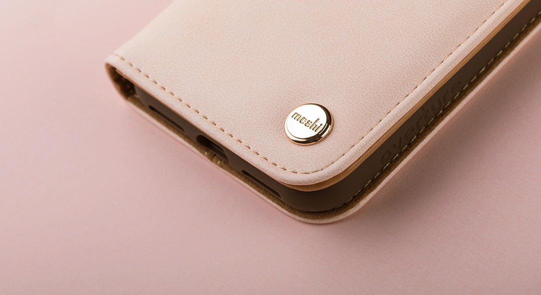 Чехол-бумажник Moshi Overture Charcoal Luna Pink для iPhone X