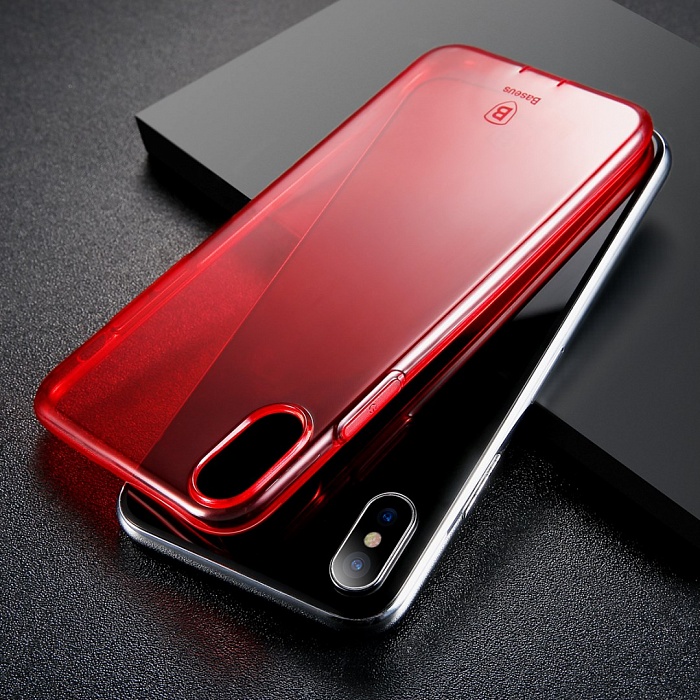 Чехол Baseus Simple Series CasePluggy Transparent Red для iPhone X 
