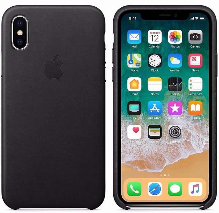 Чехол Apple Leather Case Black для iPhone X MQTD2ZM/A