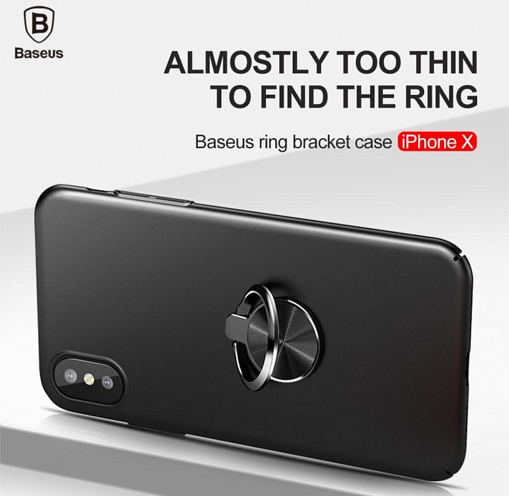 Чехол с кольцом-держателем Baseus Ring Case Black для iPhone X