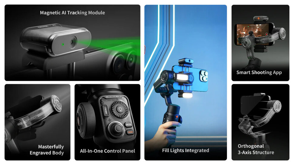 Стабилизатор Zhiyun Smooth 5S AI COMBO черный