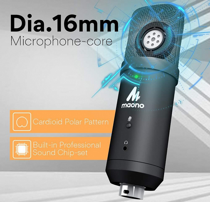 Микрофон со стойкой и фильтром Maono AU-PM401 Black