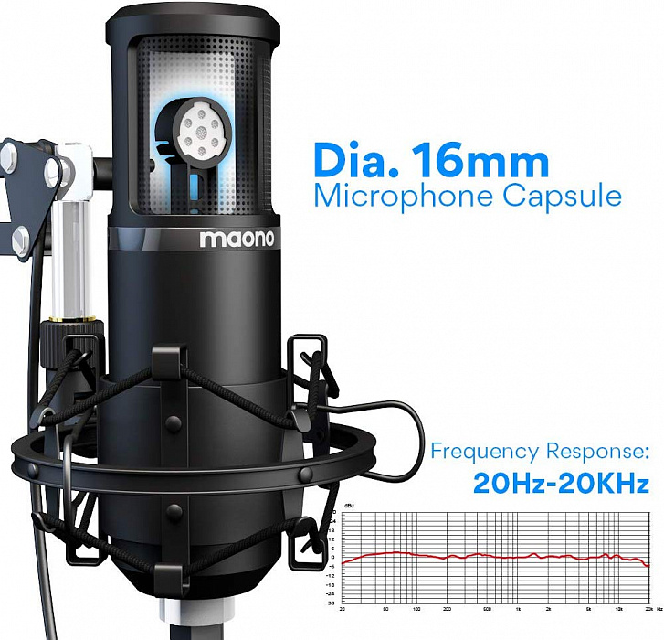 Микрофон со стойкой и фильтром Maono AU-PM420 Black
