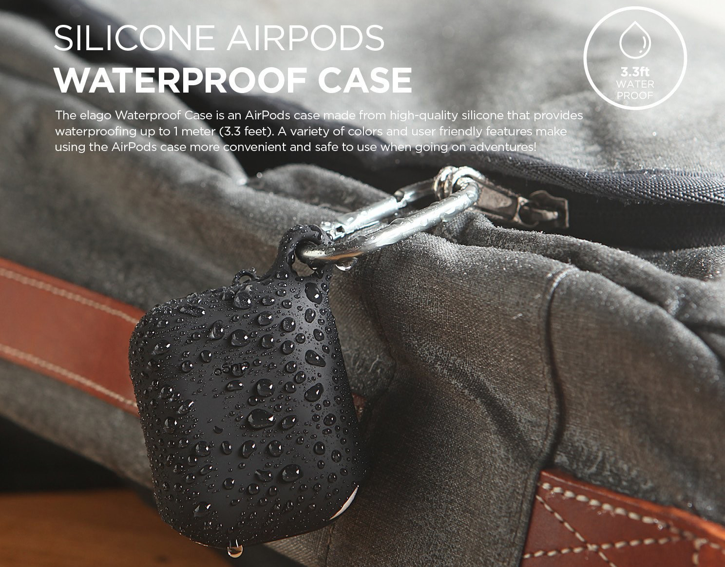 Водонепроницаемый чехол для AirPods Elago Waterproof Hang Case Black
