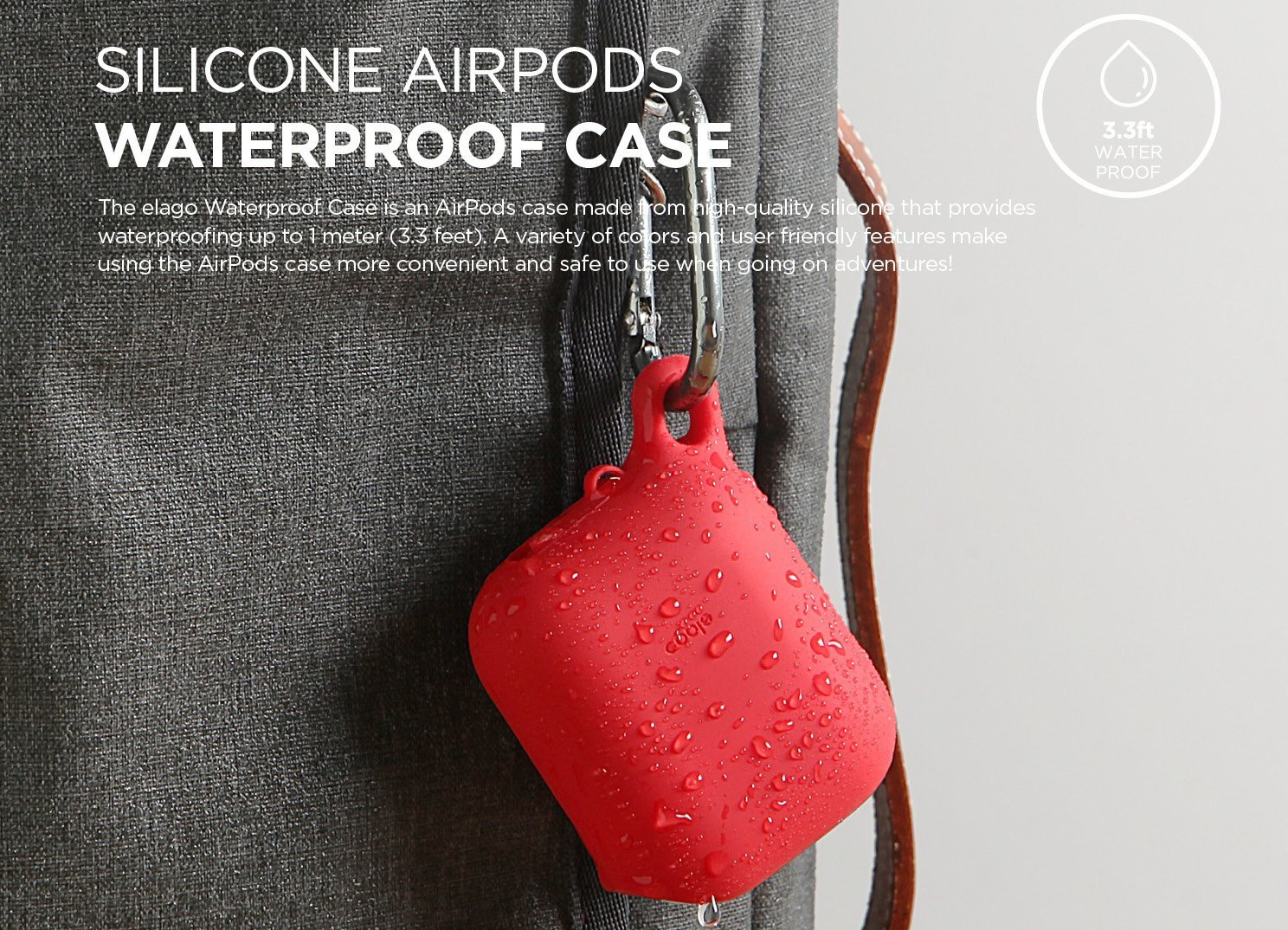 Водонепроницаемый чехол для AirPods Elago Waterproof Hang Case Red