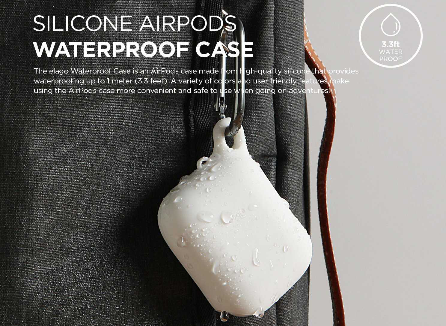 Водонепроницаемый чехол для AirPods Elago Waterproof Hang Case White