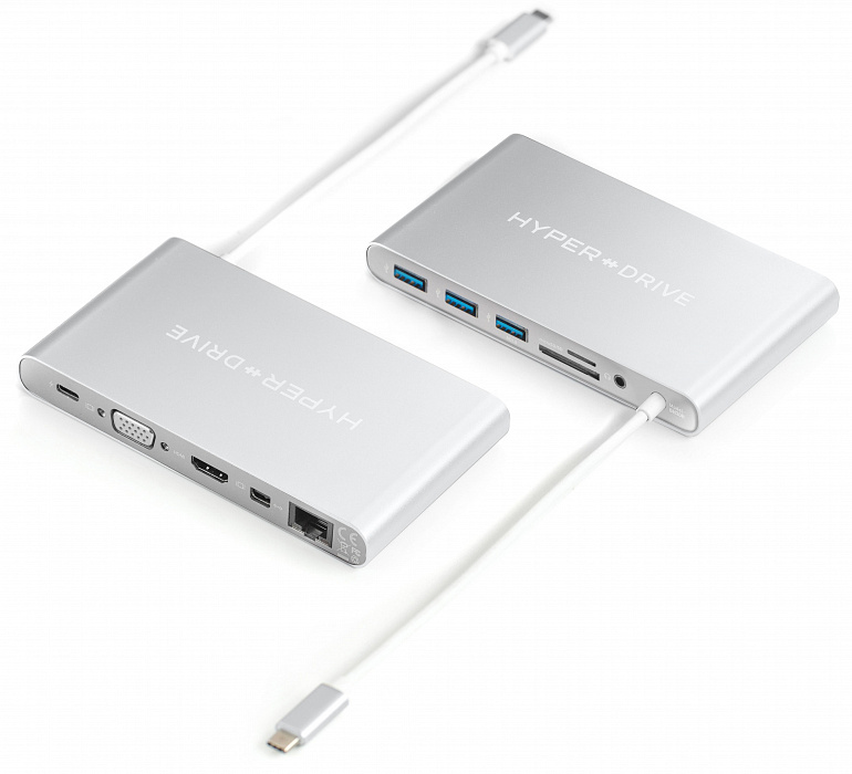 USB-хаб (концентратор) HyperDrive Ultimate USB-C Silver для MacBook, PC и устройств с USB-C 