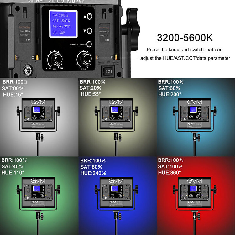 Комплект осветителей GVM 800D-RGB (3шт + софтбоксы)
