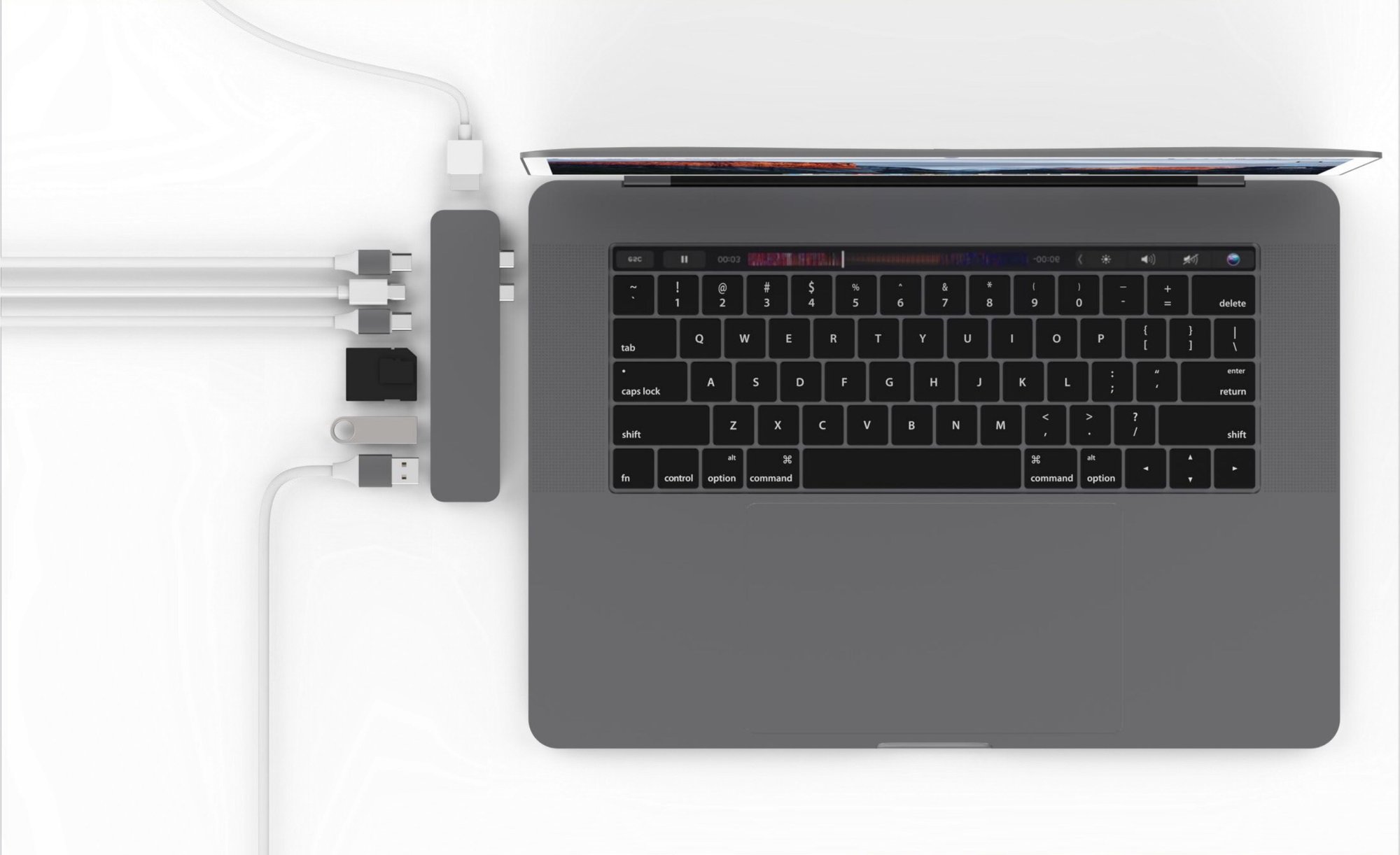 USB-хаб (концентратор) HyperDrive PRO 8-in-2 Hub Space Gray для USB-C MacBook Pro 13" и 15" 2016/2017/2018