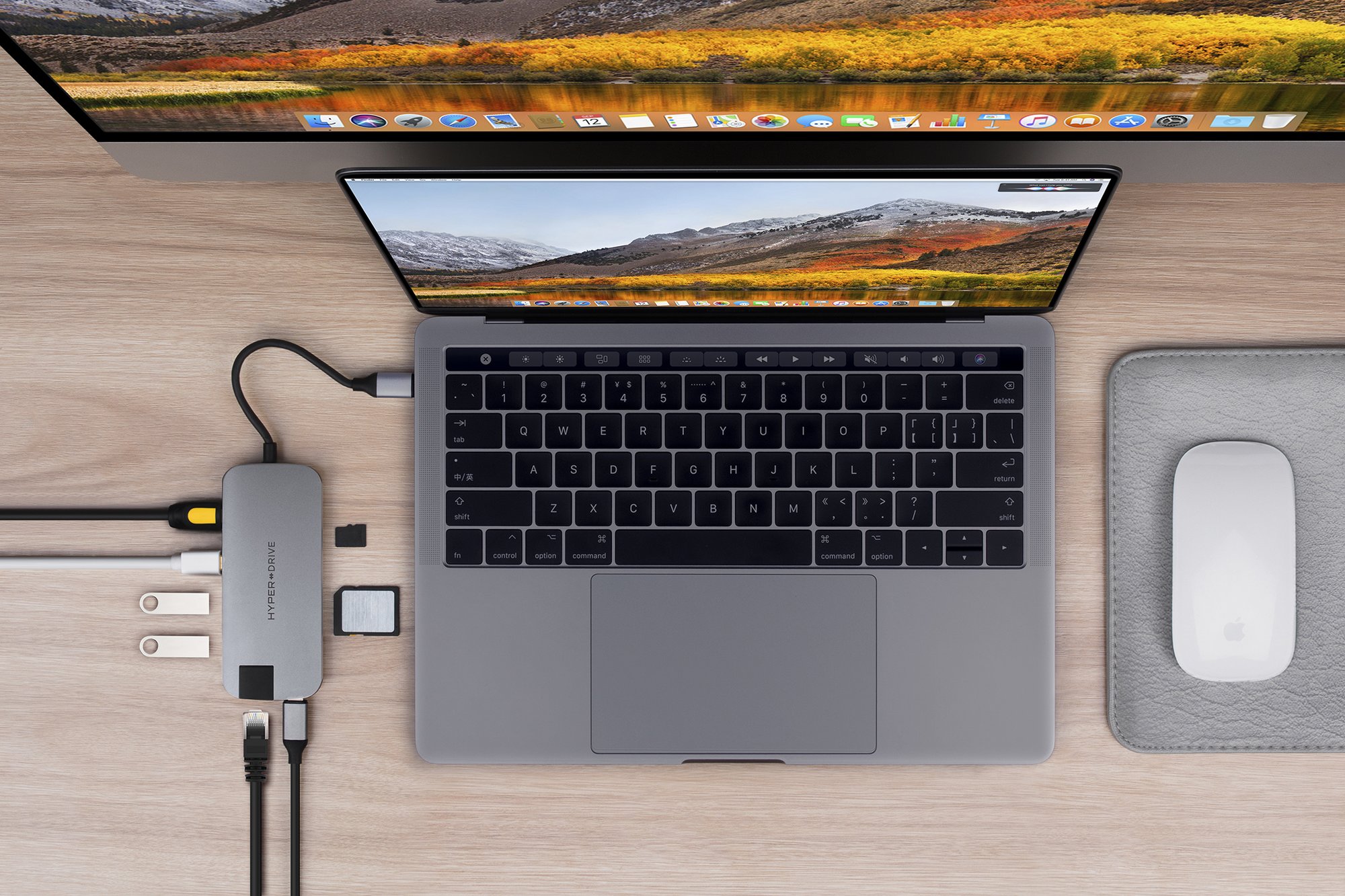 Универсальный USB-хаб (концентратор) HyperDrive SLIM 8-in-1 USB-C Hub Space Gray для MacBook и других компьютеров