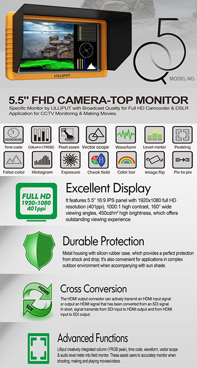 Операторский монитор Lilliput Q5 5.5 FHD SDI