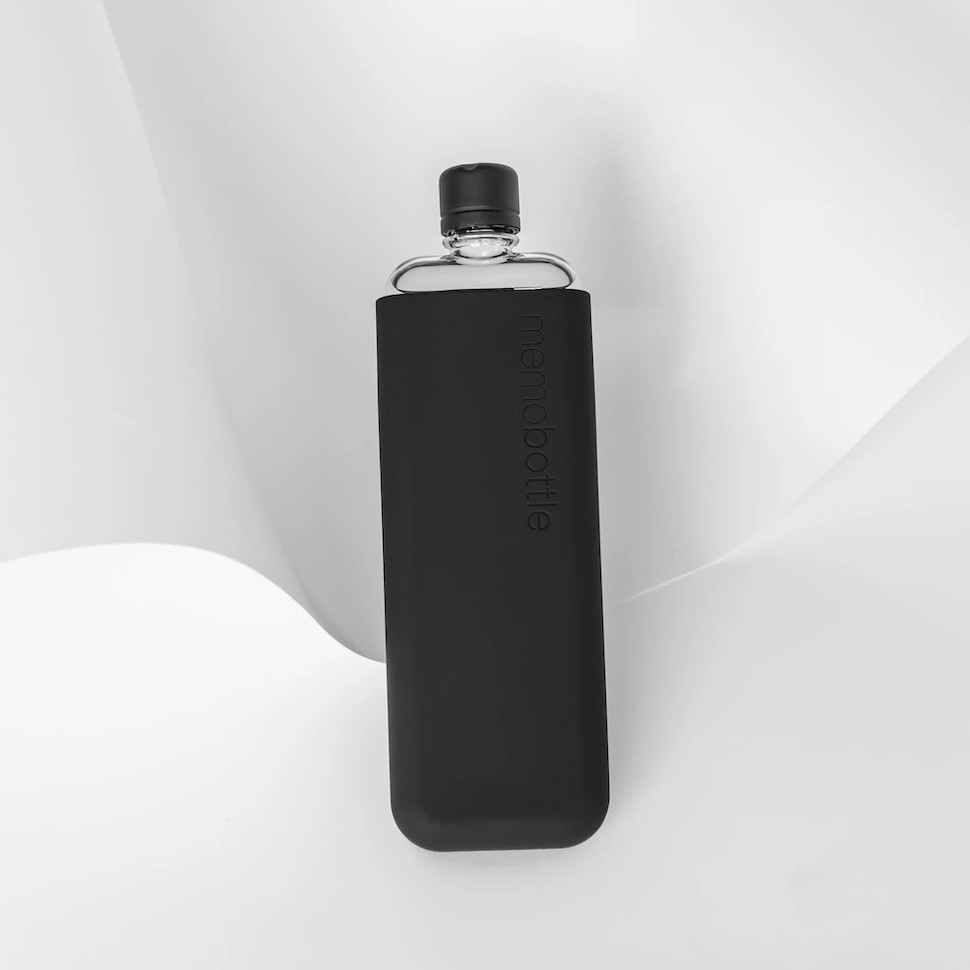 Бутылка с силиконовым чехлом Memobottle Slim, черный