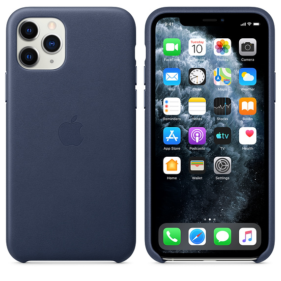 Кожаный чехол для IPhone 11 Pro Apple Leather Case Midnight Blue (Темно-синий)