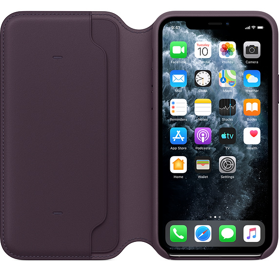 Кожаный чехол Apple Leather Folio для iPhone 11 Pro Aubergine (Спелый баклажан)
