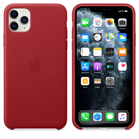Кожаный чехол для IPhone 11 Pro Max Apple Leather Case PRODUCT RED (красный)