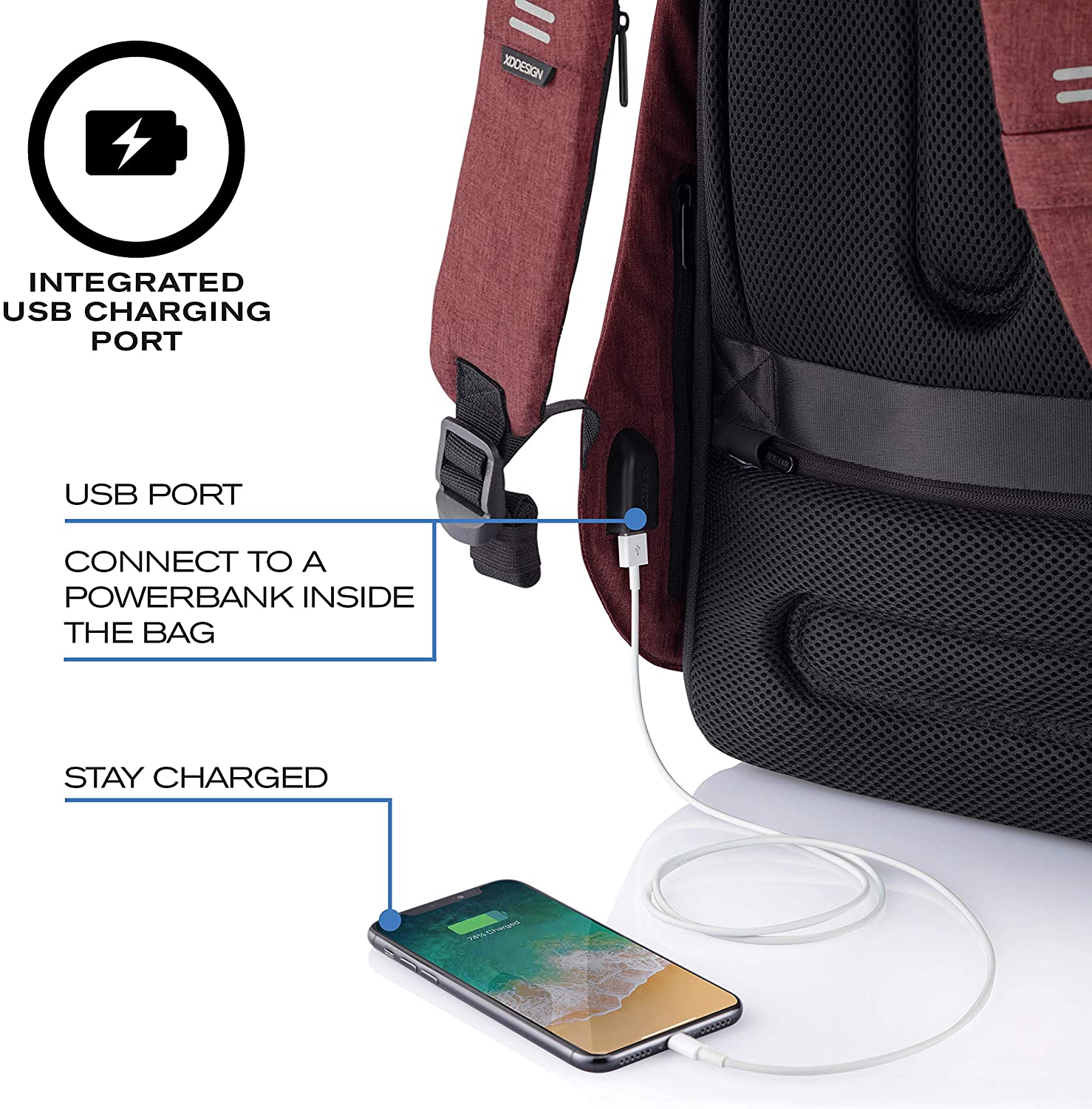 Рюкзак для ноутбука до 15,6 XD Design Bobby Hero Regular (P705.294), красный