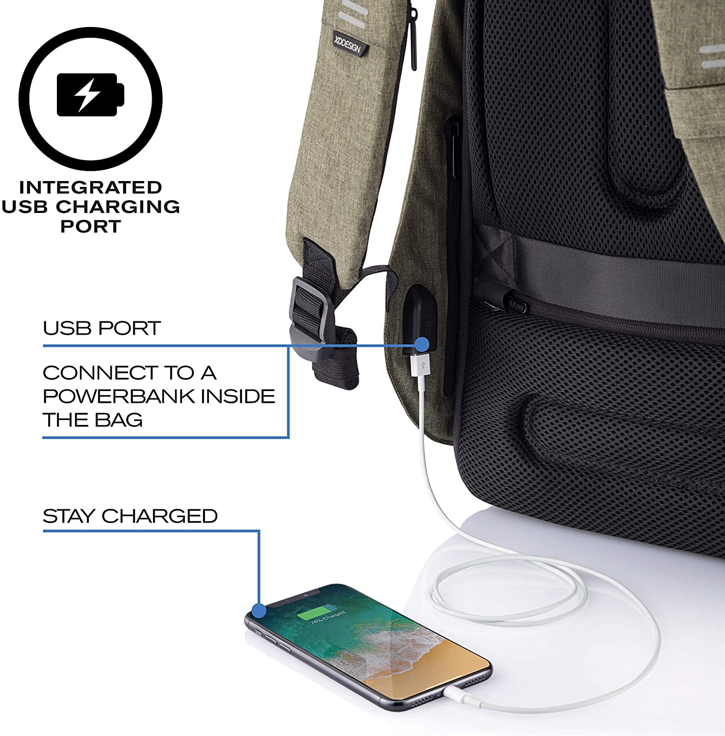 Рюкзак для ноутбука до 15,6 XD Design Bobby Hero Regular (P705.297), зеленый