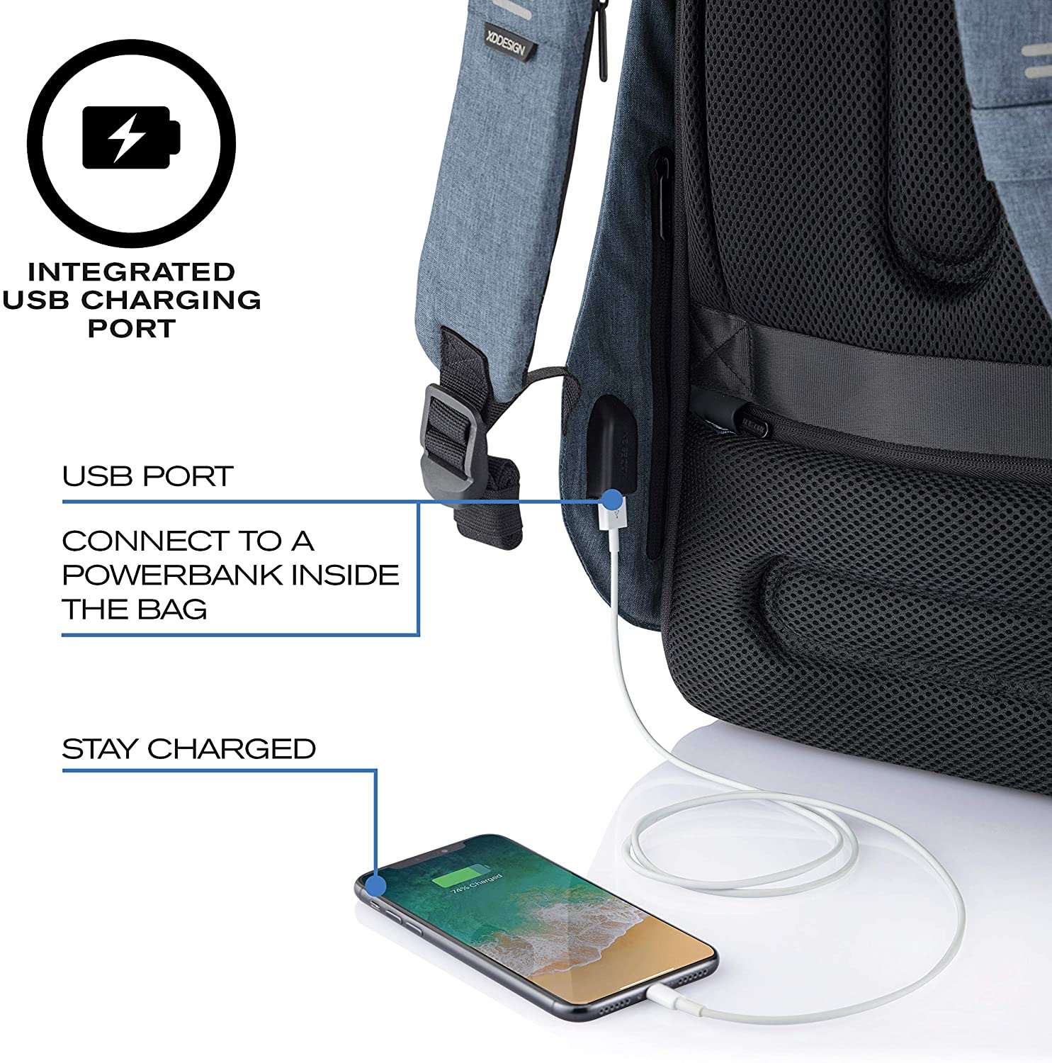 Рюкзак для ноутбука до 15,6 XD Design Bobby Hero Regular (P705.299), голубой