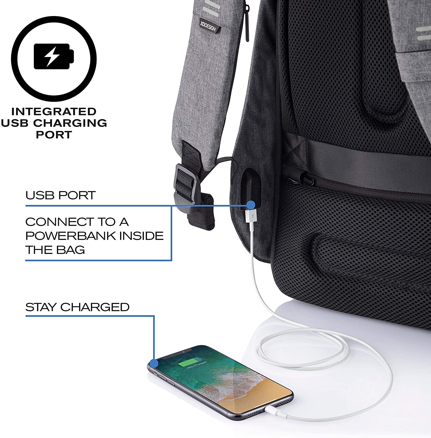 Рюкзак для ноутбука до 13,3 XD Design Bobby Hero Small (P705.702), серый