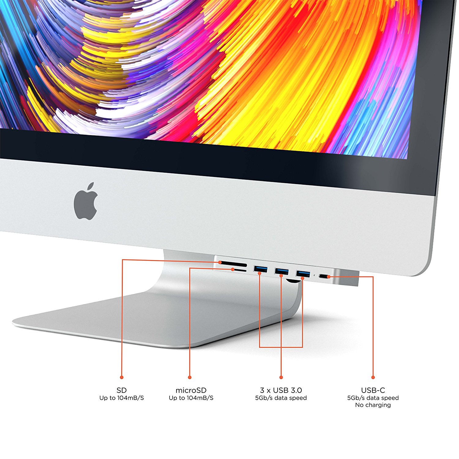 USB-хаб (концентратор) Satechi Aluminium Type-C Clamp Hub Pro Silver для iMac Pro и iMac 2017