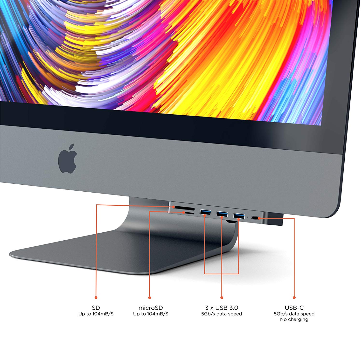 USB-хаб (концентратор) Satechi Aluminium Type-C Clamp Hub Pro Space Gray для iMac Pro и iMac 2017