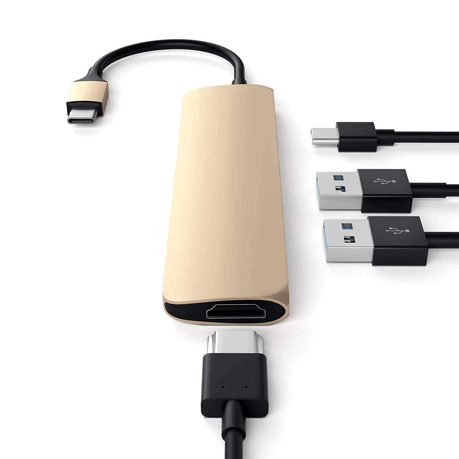 USB-хаб (концентратор) Satechi Aluminum Type-C Slim Multi-Port Adapter 4K Gold для MacBook Pro 13"/15" и MacBook 12"
