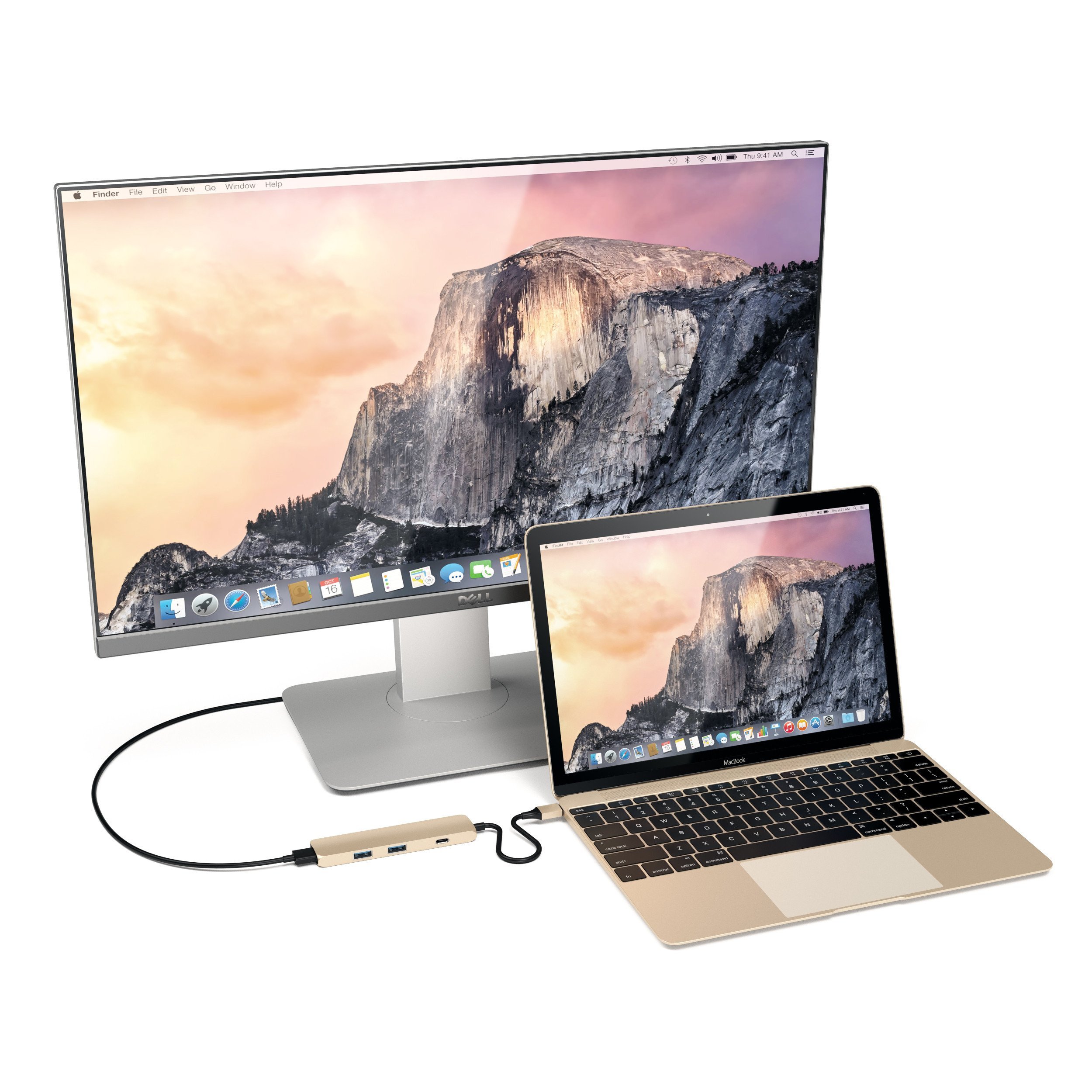 USB-хаб (концентратор) Satechi Aluminum Type-C Slim Multi-Port Adapter 4K Gold для MacBook Pro 13"/15" и MacBook 12"