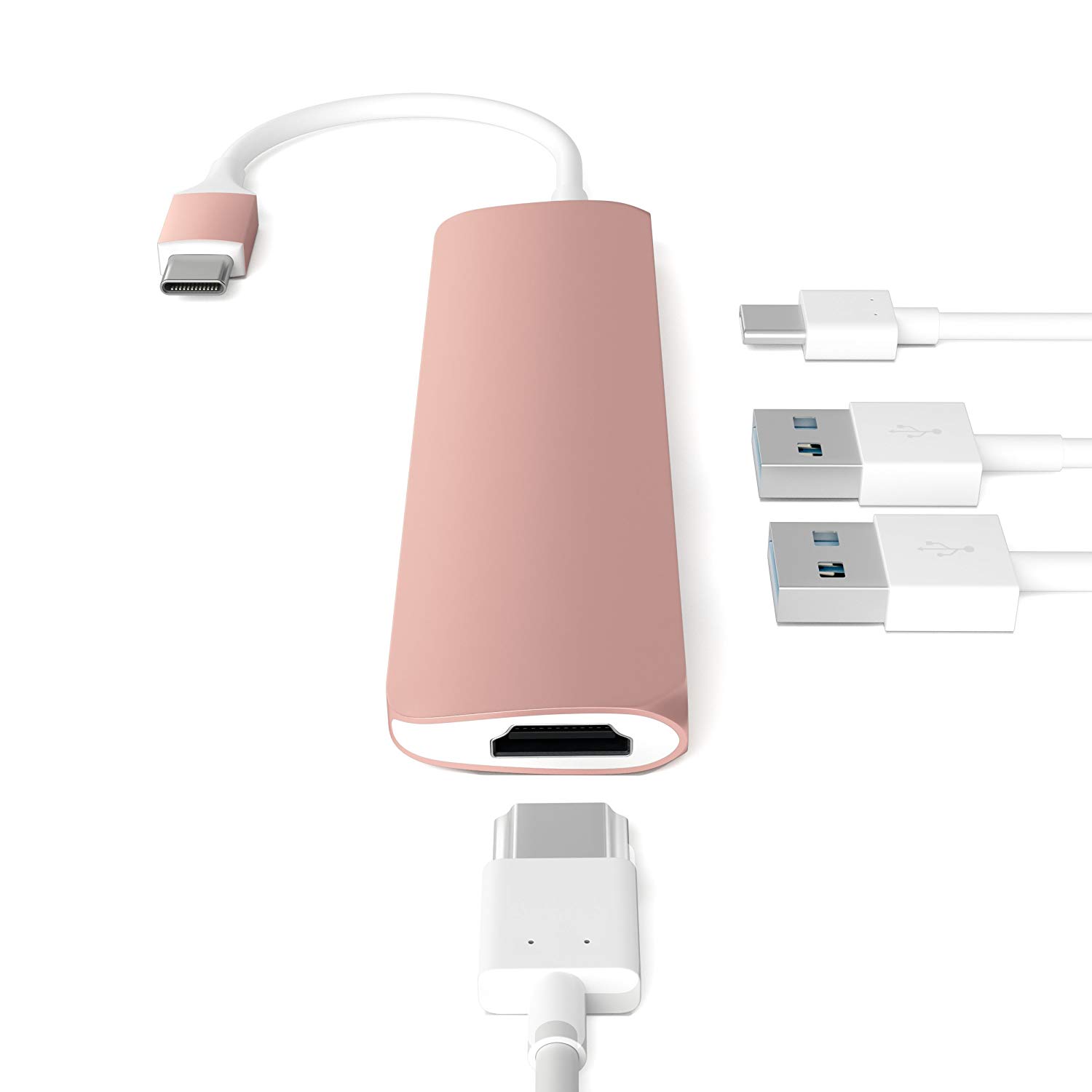 USB-хаб (концентратор) Satechi Aluminum Type-C Slim Multi-Port Adapter 4K Rose Gold для MacBook Pro 13"/15" и MacBook 12"