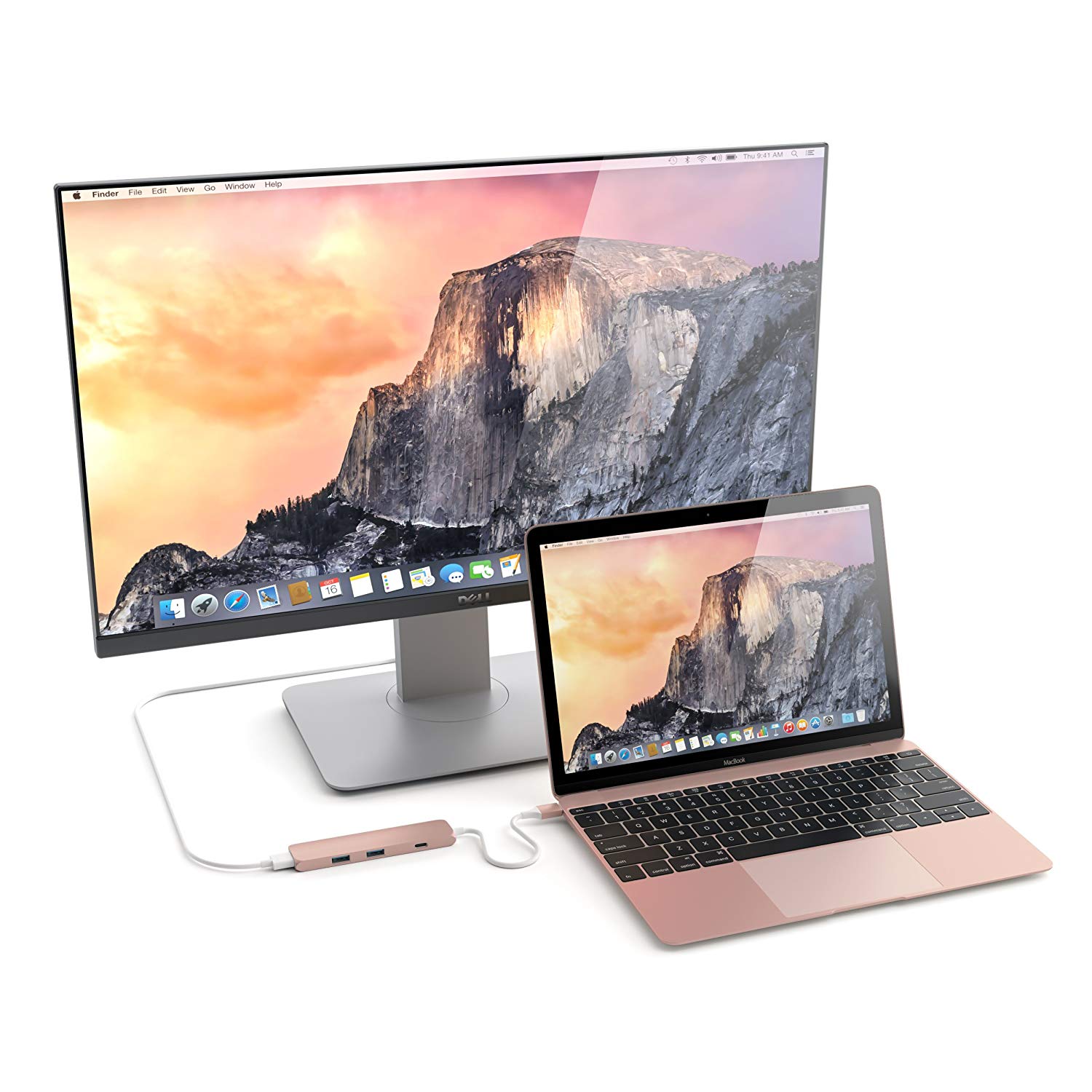 USB-хаб (концентратор) Satechi Aluminum Type-C Slim Multi-Port Adapter 4K Rose Gold для MacBook Pro 13"/15" и MacBook 12"
