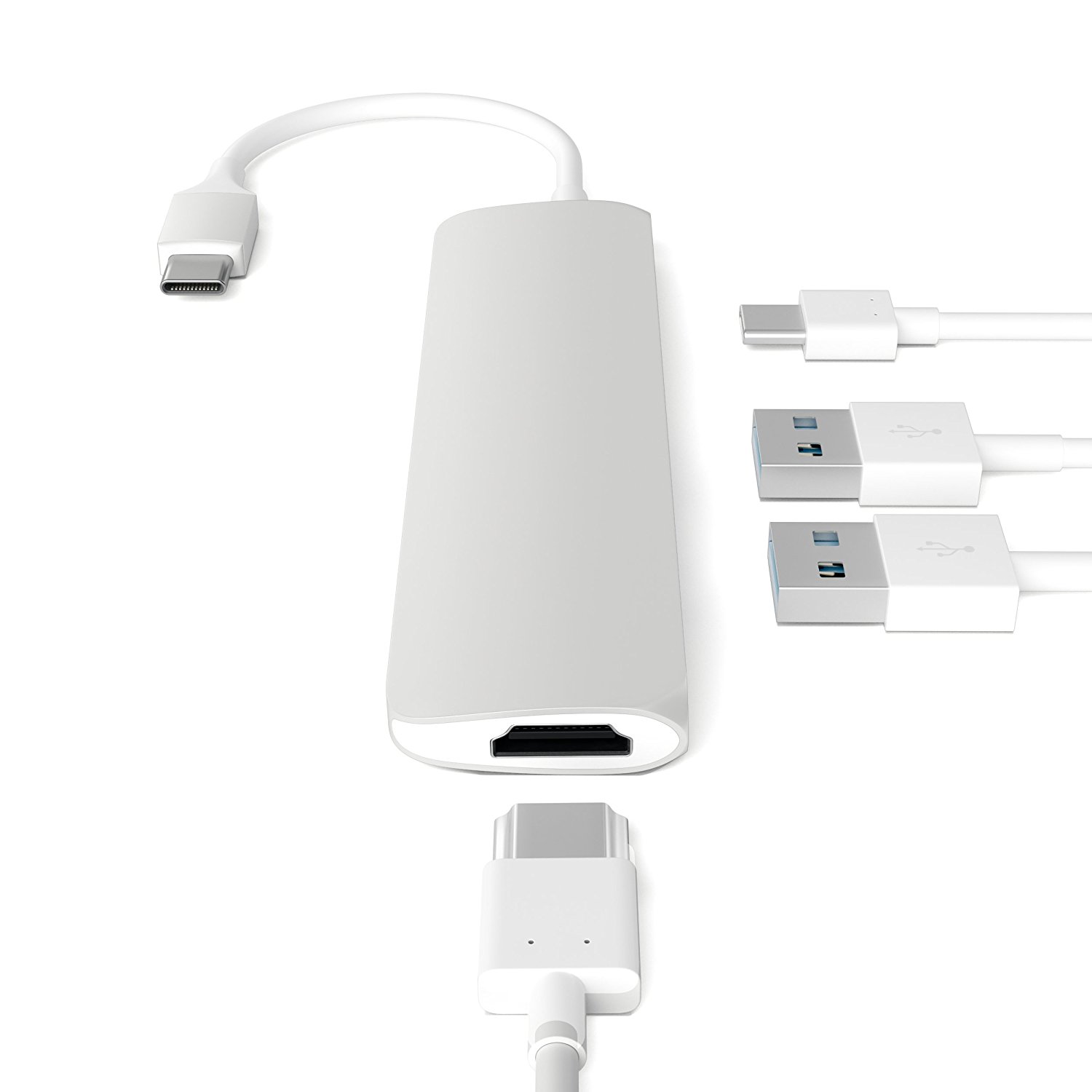 USB-хаб (концентратор) Satechi Aluminum Type-C Slim Multi-Port Adapter 4K Silver для MacBook Pro 13"/15" и MacBook 12"