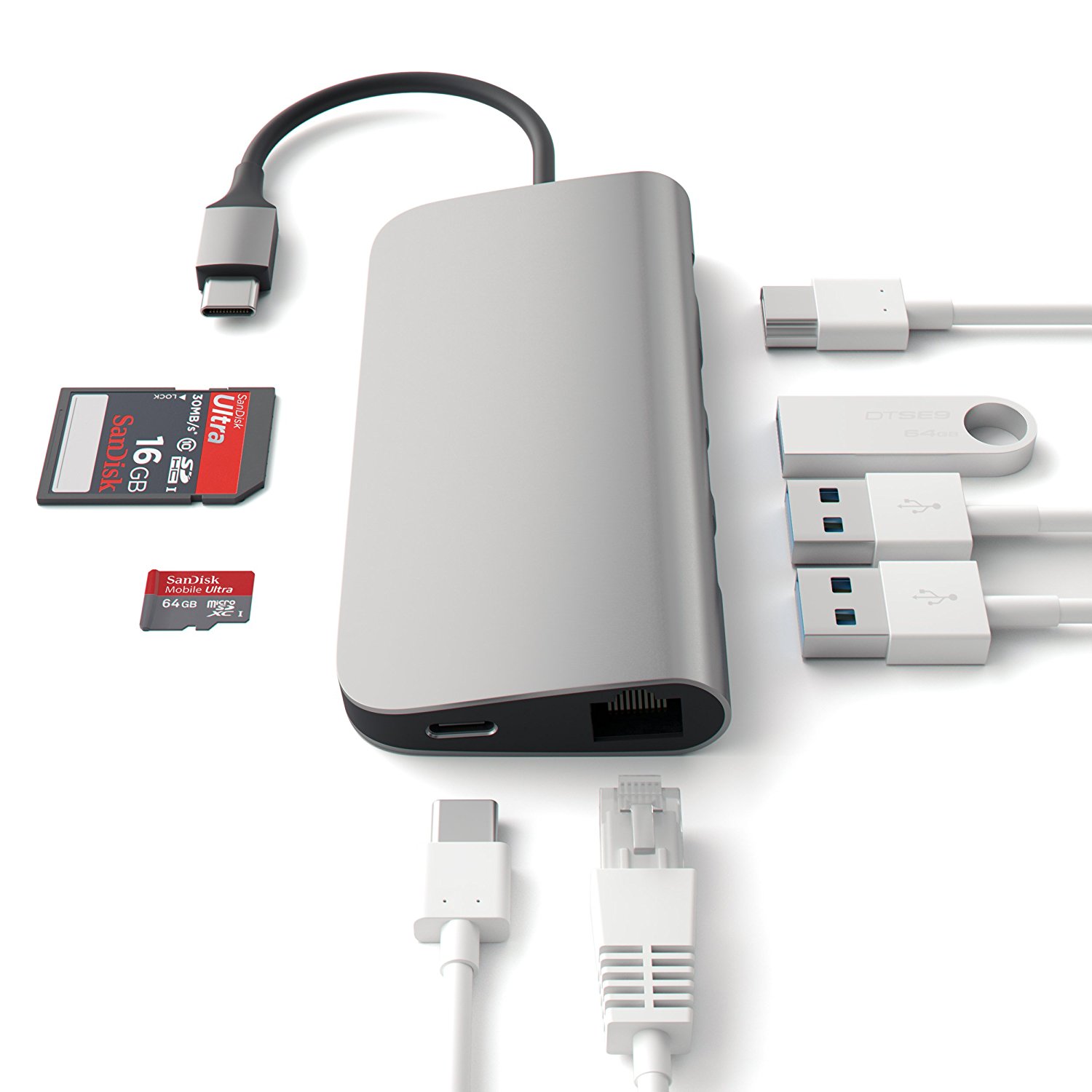 USB-хаб (концентратор) Satechi Multi-Port Adapter 4K with Ethernet Space Gray для MacBook Pro 13"/15" и MacBook 12"