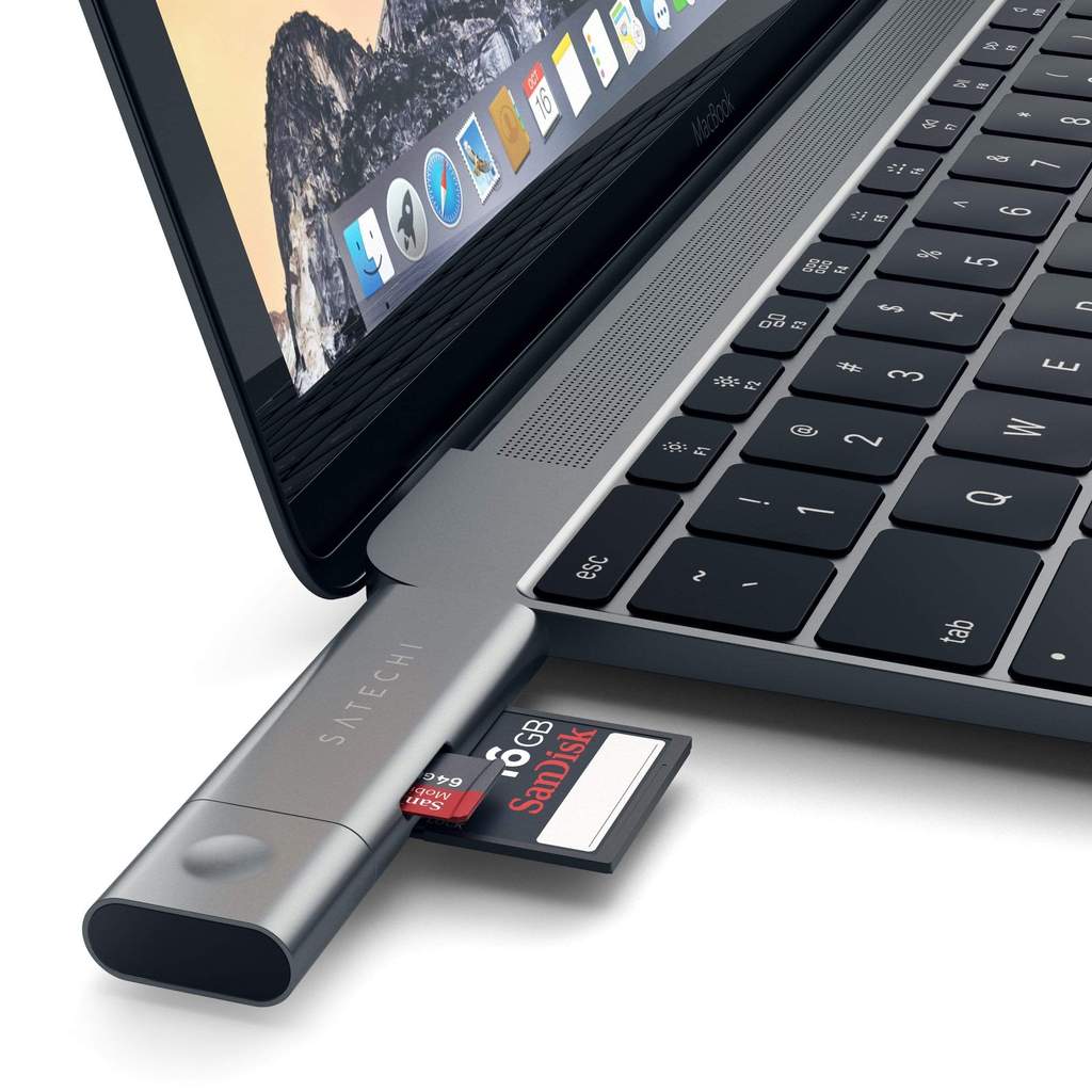 Кардридер Satechi Aluminum Type-C USB 3.0 and Micro/SD, Space Gray