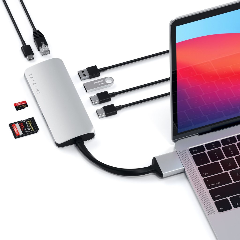 USB-хаб Satechi Type-C Dual Multimedia Adapter Silver для MacBook Pro / MacBook Air / Mac Mini