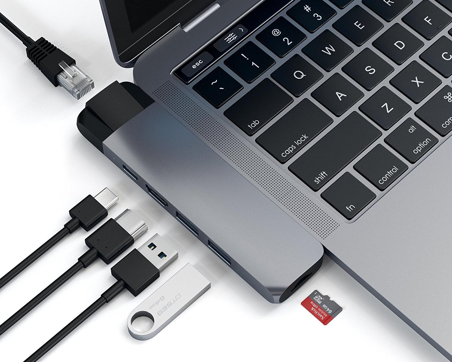 USB-хаб Satechi Aluminium Type-C Pro Hub With Ethernet Space Gray для MacBook Pro 2016/17/18 и MacBook Air 2018