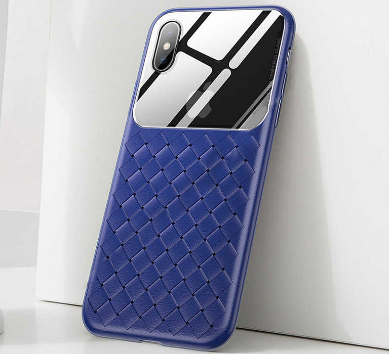 Чехол Baseus Glass & Weaving для iPhone Xs Max Blue