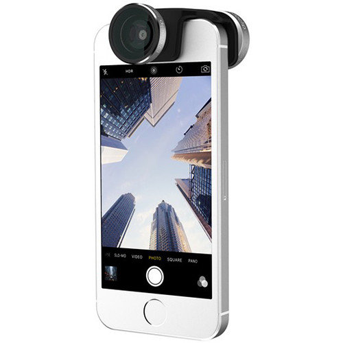 Объектив Olloclip 4-in-1 Lens Set для iPhone SE/5/5S Silver Lens / Black Clip  Расширенная классика от Olloclip — фишай, макро 10x, макро 15x и широкоугольный. Комплект на любой случай жизни и особенно хорош для любителей макро.