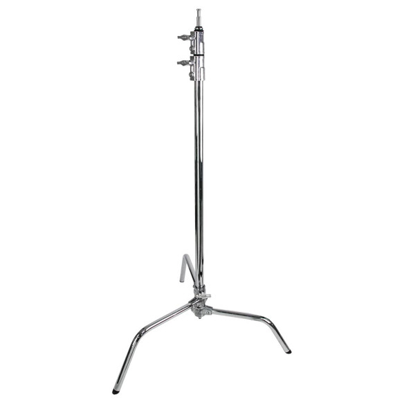 Стойка KUPO CS-30M MASTER C-STAND  2 колена, 3 секции • Диаметр колонны: 35 мм, 30 мм, 25 мм • Материал: Хромированная сталь • Максимальная нагрузка: 10 кг • Размах треноги: 95 см • Диаметр ног: 25 мм • Тип крепления: Приваренный штифт 5/8" (16 мм) Baby