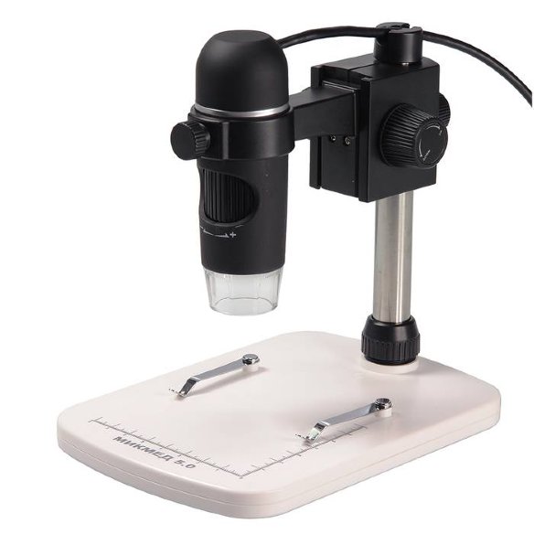 Цифровой USB-микроскоп со штативом МИКМЕД 5.0  8,9 см (3,5'') цветной жидкокристаллический дисплей • Камера 5 МП с CMOS матрицей • Фото- и видеосъемка объекта • Цифровой зум (4x)