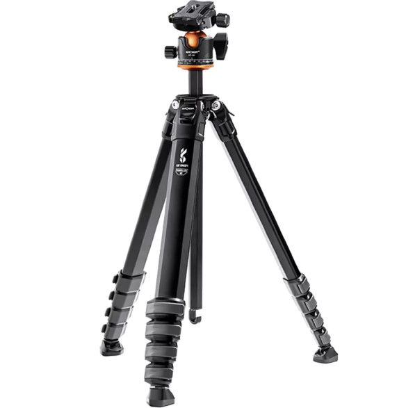 Штатив K&amp;F Concept Traveller M1 BH-35L  Тип штативной головы шаровая • Основание штатива плоское • Быстросъёмная площадка Arca Swiss • Ноги не сгибаются на 180° • Максимальная нагрузка 15 кг • Не трансформируется в монопод • Съёмная центральная колонна, крюк для груза • Максимальная нагрузка головы 15 кг • Количество секций 5 • Высота с опущенной центральной колонной 1460 мм