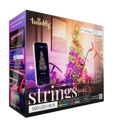 Смарт-гирлянда Twinkly Strings HD 500 RGB+W LED с Wi-Fi и Bluetooth, зеленый провод   Новинка 2025-2026 • Высокая плотность светодиодов • Синхронизация с музыкой • Поддержка iOS и Android • Дистанционное управление • Высокая энергоэффективность • Мобильное приложение