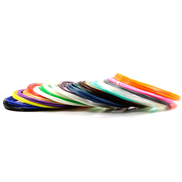 Набор PLA-пластика 1.75мм для 3D-ручек — 20 цветов по 10 метров (2 светящихся в темноте)  Набор PLA-пластика • 20 цветов по 10 метров • Белый, черный, красный, синий, желтый, зеленый, сиреневый, оранжевый, розовый, золотистый, серебристый, прозрачный, аквамарин, шоколадный, бежевый, зеленый металлик, синий металлик, фиолетовый металлик,  cветящийся в темноте голубой и зеленый • Не выделяет запаха при плавлении


