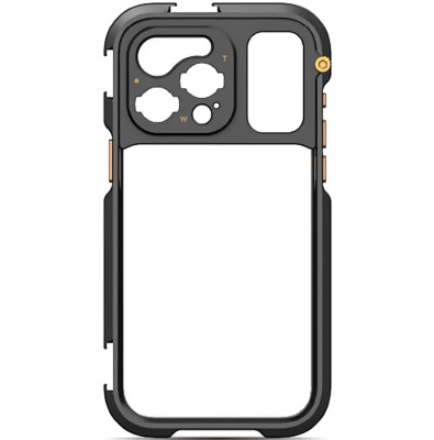Клетка Fotorgear Pro II для iPhone 15 Pro Max  Совместимое устройство iPhone 15 Pro Max • Крепление "мама" 1/4", Cold Shoe • Крепление для мобильной оптики T-mount (байонет для объектива) • Материал алюминий