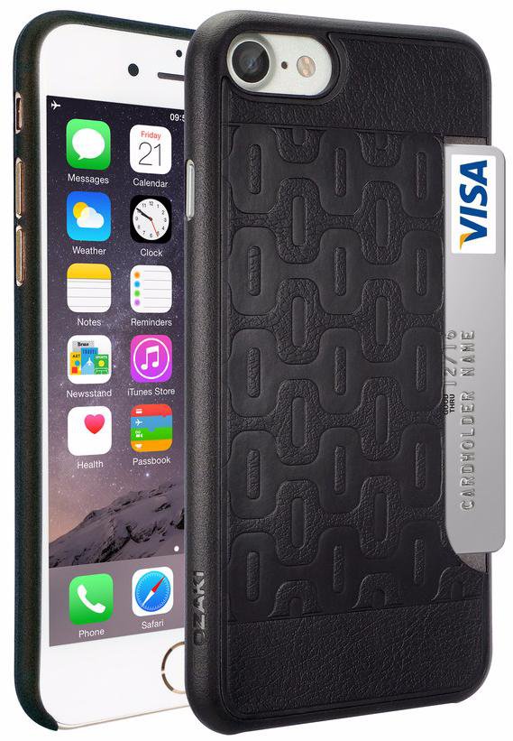 Чехол Ozaki 0.3 + Pocket Black для iPhone 8/7 OC737BK  Прочный и стильный чехол-накладка с дополнительным кармашком для карты для iPhone 8/7