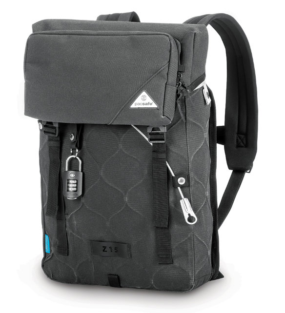 Рюкзак-антивор Pacsafe Ultimatesafe Z15 Anti-Theft Backpack Charcoal  Сетка на молнии в переднем отделении • Передний отсек на молнии • Удобный плечевой ремень