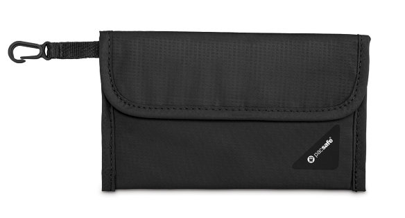 Кошелек с RFID защитой Pacsafe Coversafe V50 Anti-Theft RFID Blocking Passport Protector Black  Зажим для прикрепления к сумке • Компактный • Облегченный