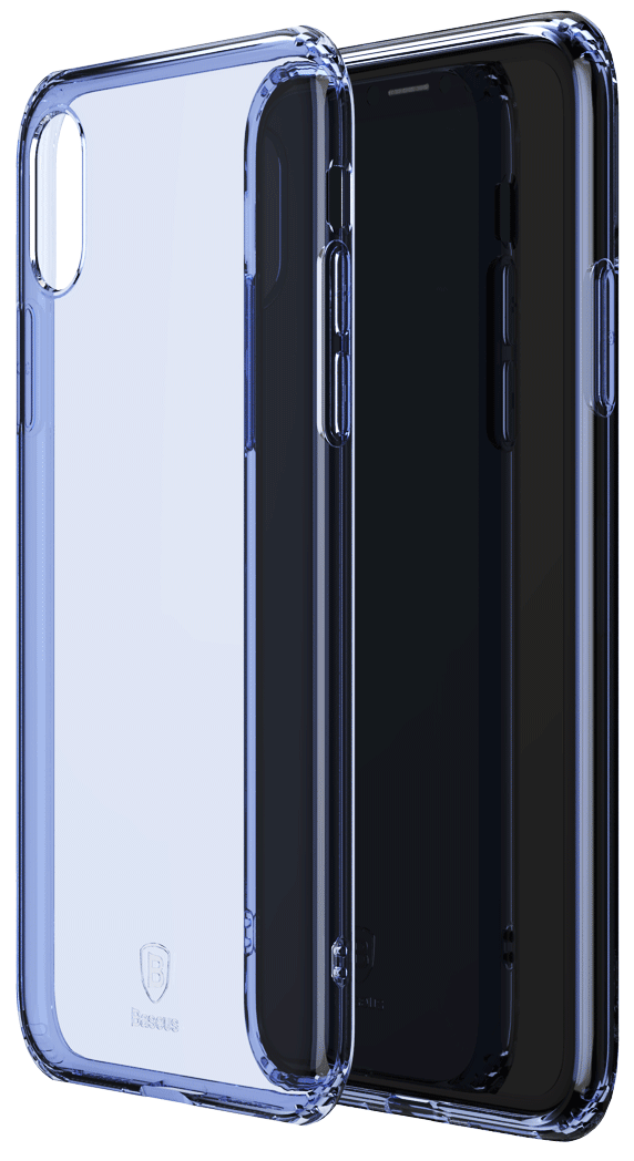 Чехол Baseus Simple Series Case Transparent Blue для iPhone X/XS  Надежная защита • Прозрачный форм-фактр • Качественные материалы