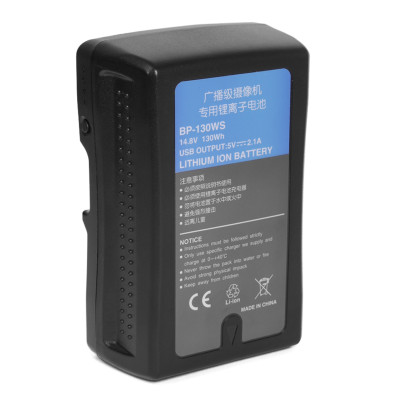 Аккумулятор Ruibo BP-130WS V-mount 130Wh  Вид аккумулятора : V-mount • Напряжение : 14.8 В • Энергия аккумулятора : 130 Втч • Тип аккумулятора : Li-ion (литий-ионный) • Порты :	USB, D-Tap (P-Tap)